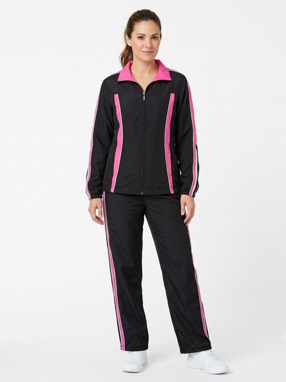 Green Tea Black Hot Pink Windbreaker Tracksuit Set Medium